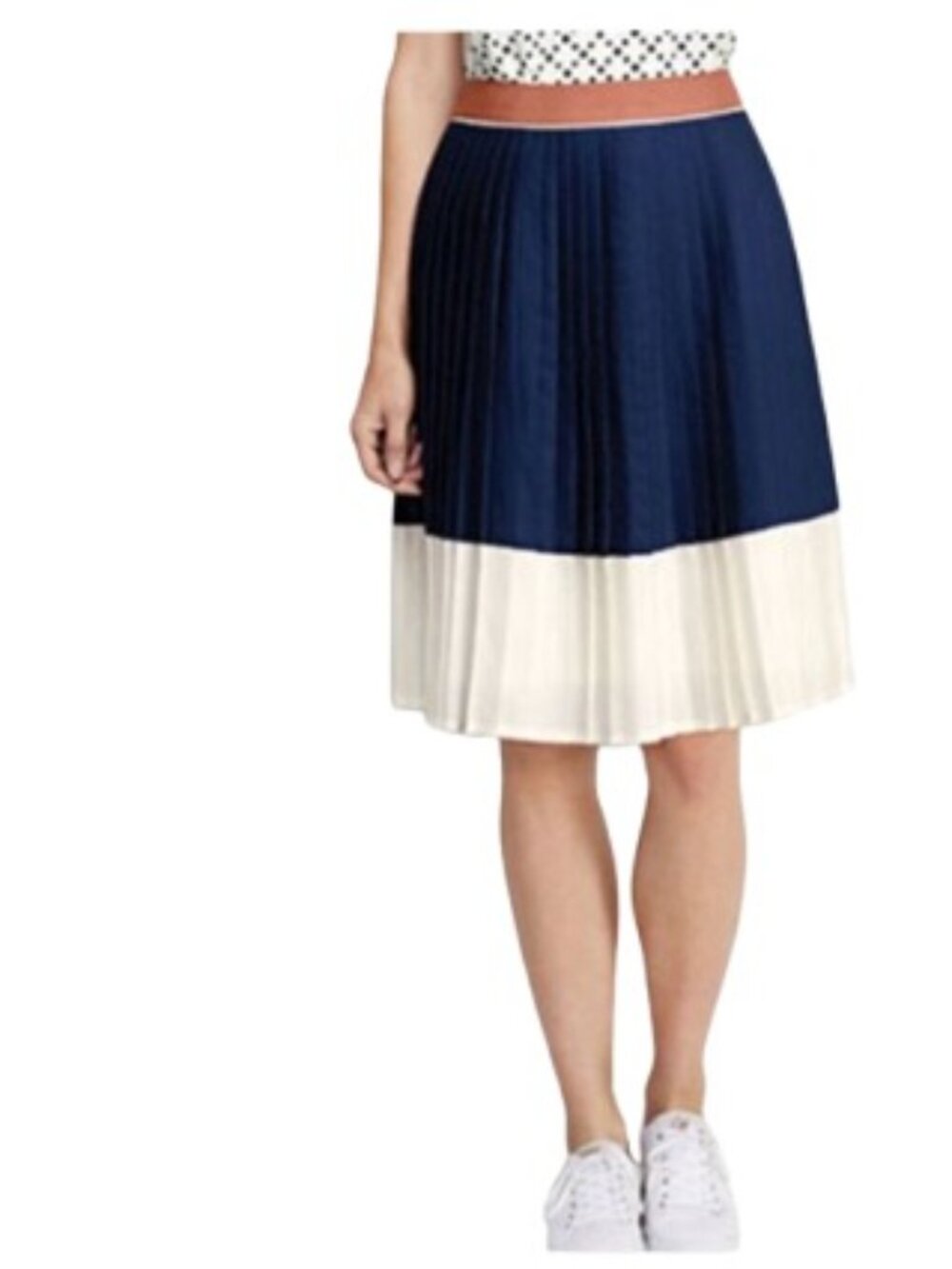 Land's End Womens Pleated Skirt Colorblock Chiffon Plus 18